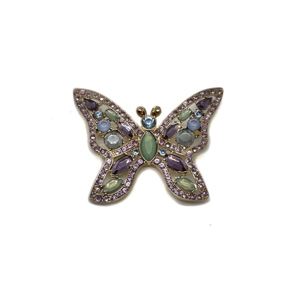 Napier Multicolored Rhinestone Butterfly Brooch - Picture 6 of 11